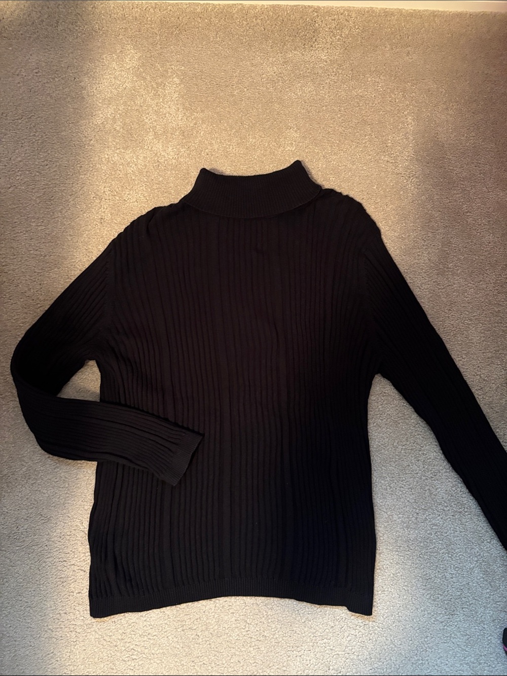 Classic Black Ribbed Turtleneck Sweater